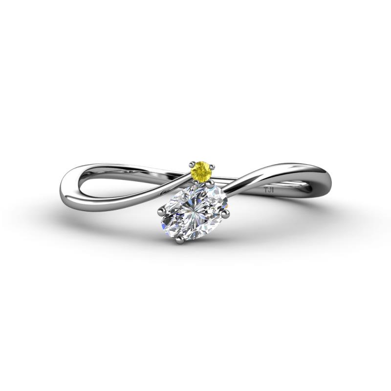 Lucie Bold Oval Cut Lab Grown Diamond and Round Yellow Sapphire 2 Stone Promise Ring 