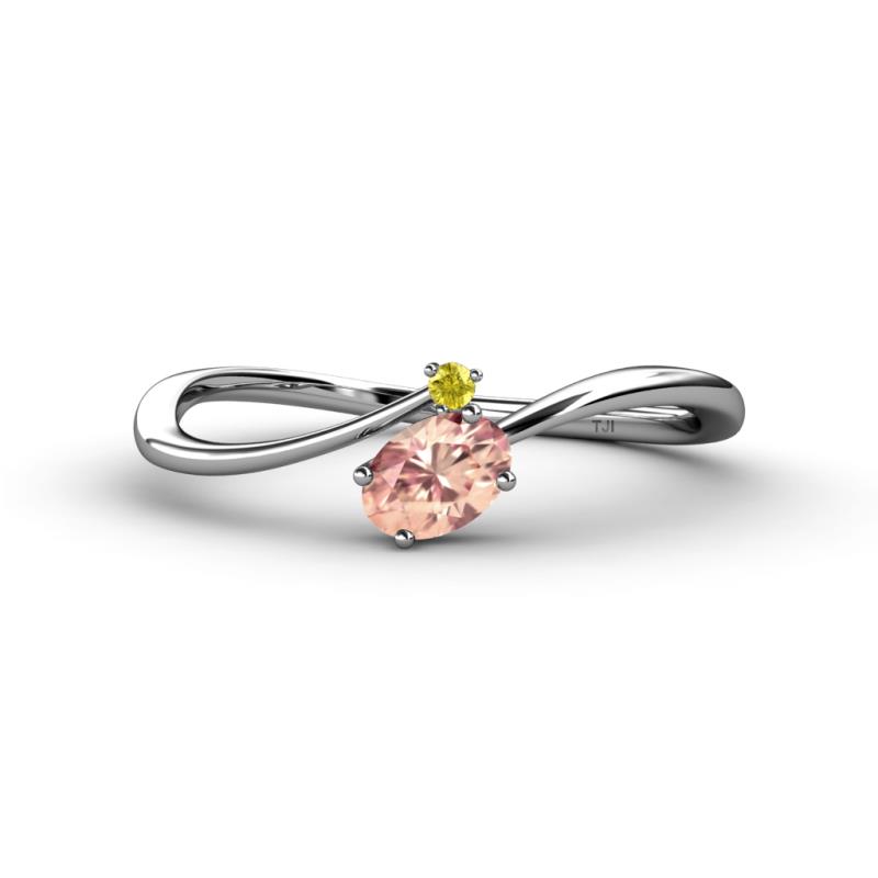 Lucie Bold Oval Cut Morganite and Round Yellow Sapphire 2 Stone Promise Ring 