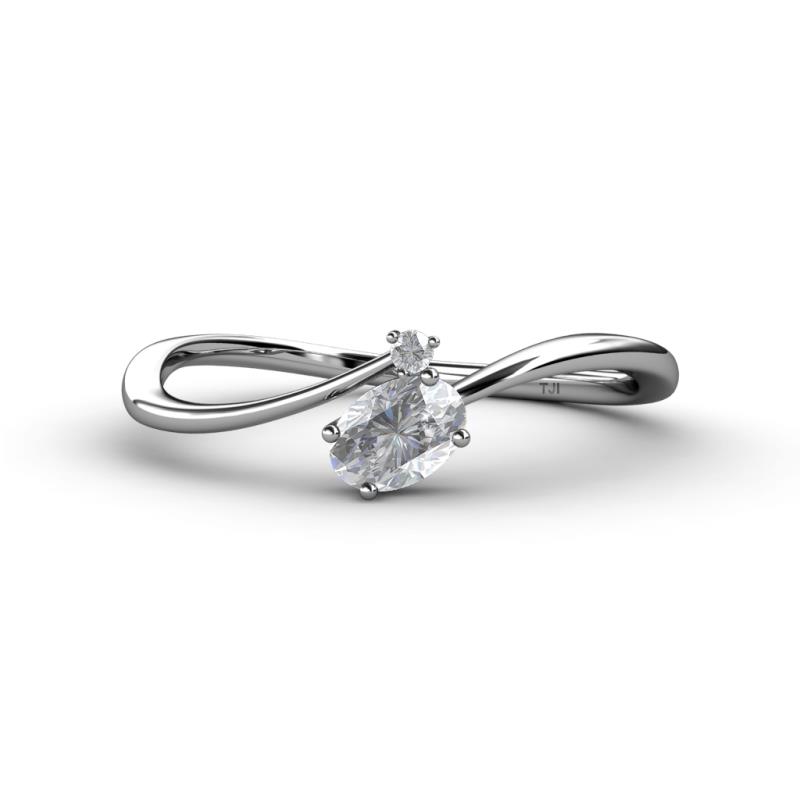 Lucie Bold Oval Cut and Round White Sapphire 2 Stone Promise Ring 