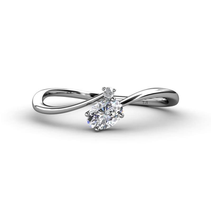 Lucie Bold Oval Cut Diamond and Round White Sapphire 2 Stone Promise Ring 