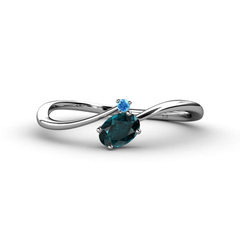 Lucie Bold Oval Cut London Blue Topaz and Round Blue Topaz 2 Stone Promise Ring 