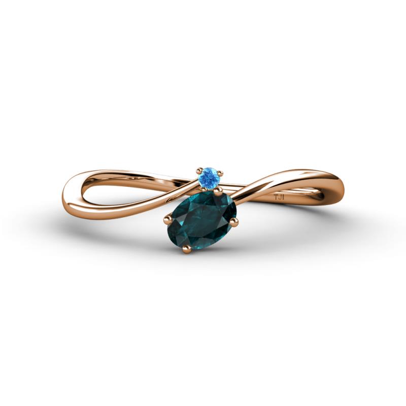 Lucie Bold Oval Cut London Blue Topaz and Round Blue Topaz 2 Stone Promise Ring 