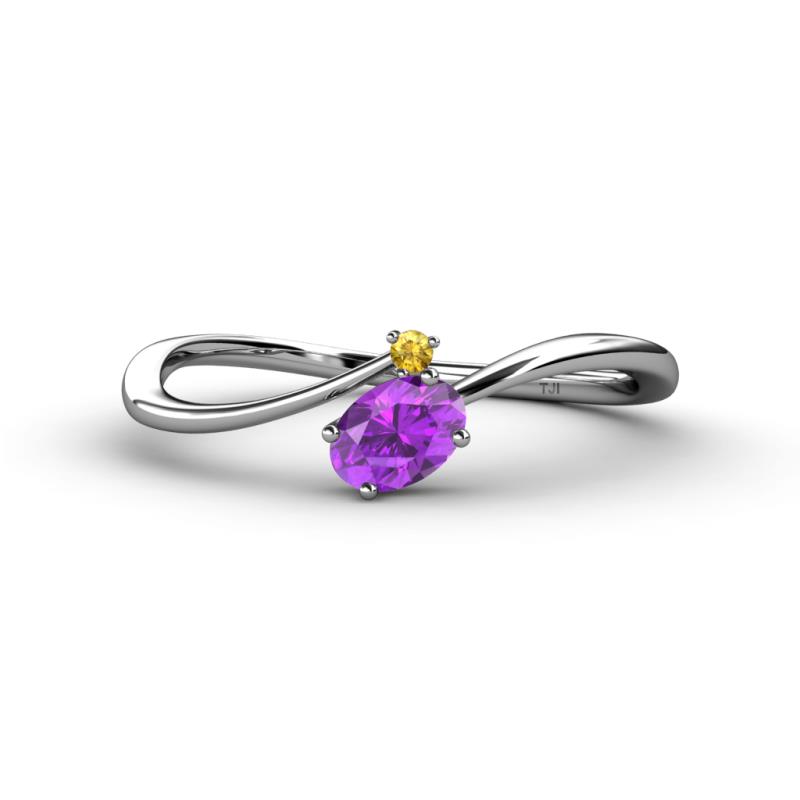 Lucie Bold Oval Cut Amethyst and Round Citrine 2 Stone Promise Ring 