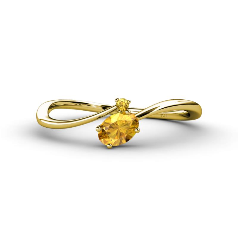 Lucie Bold Oval Cut and Round Citrine 2 Stone Promise Ring 