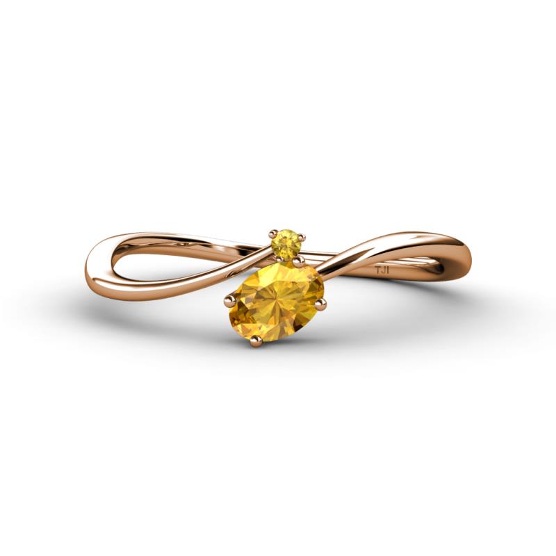 Lucie Bold Oval Cut and Round Citrine 2 Stone Promise Ring 