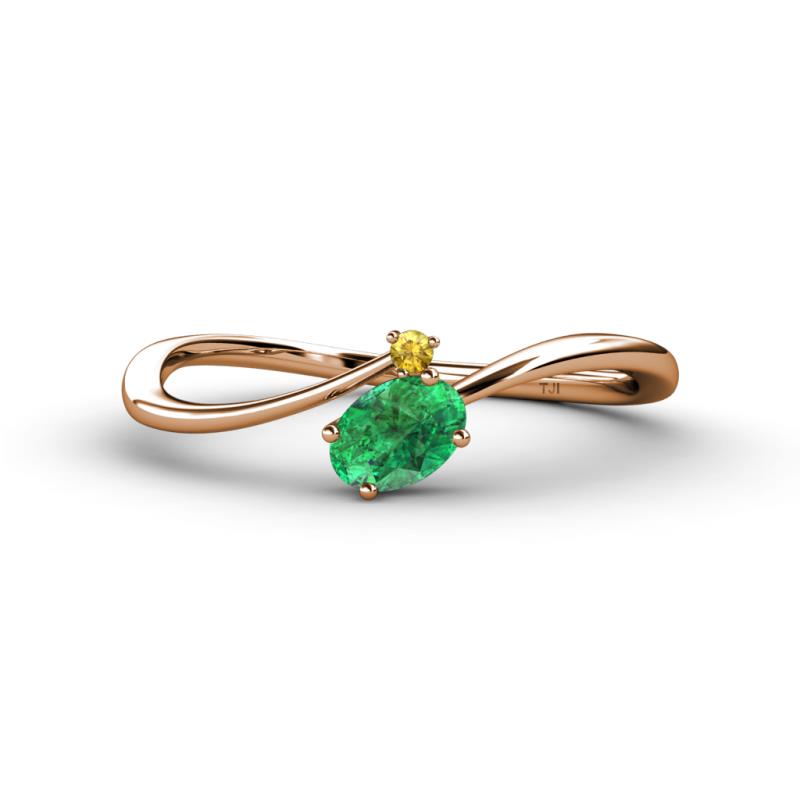 Lucie Bold Oval Cut Emerald and Round Citrine 2 Stone Promise Ring 