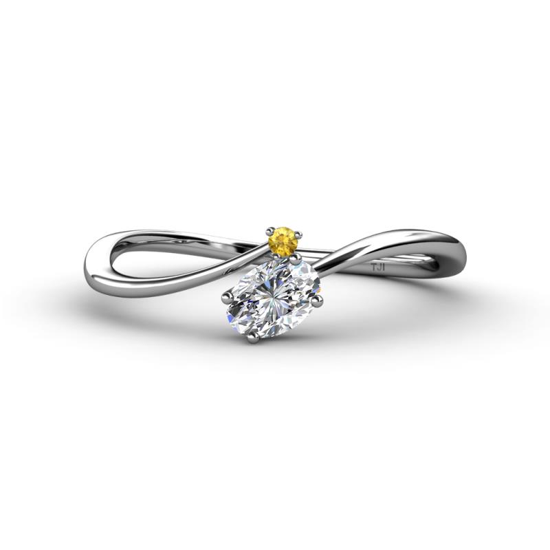Lucie Bold Oval Cut Diamond and Round Citrine 2 Stone Promise Ring 