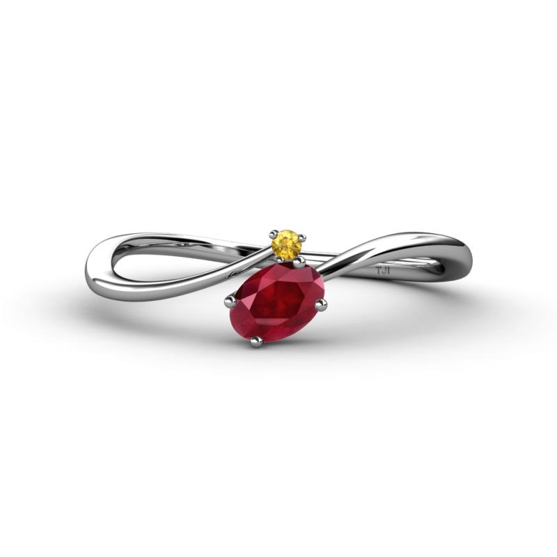 Lucie Bold Oval Cut Ruby and Round Citrine 2 Stone Promise Ring 