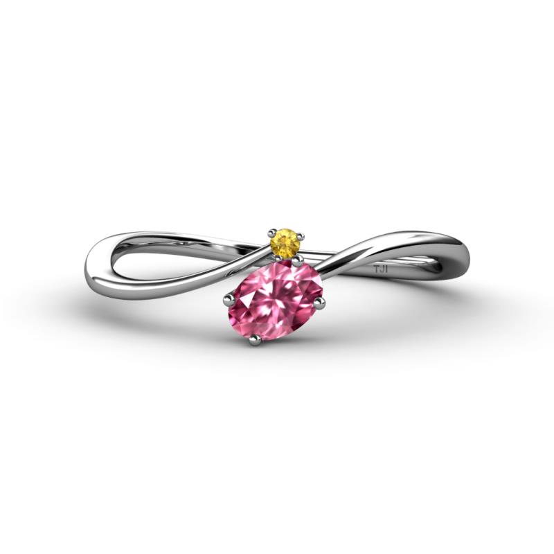 Lucie Bold Oval Cut Pink Tourmaline and Round Citrine 2 Stone Promise Ring 
