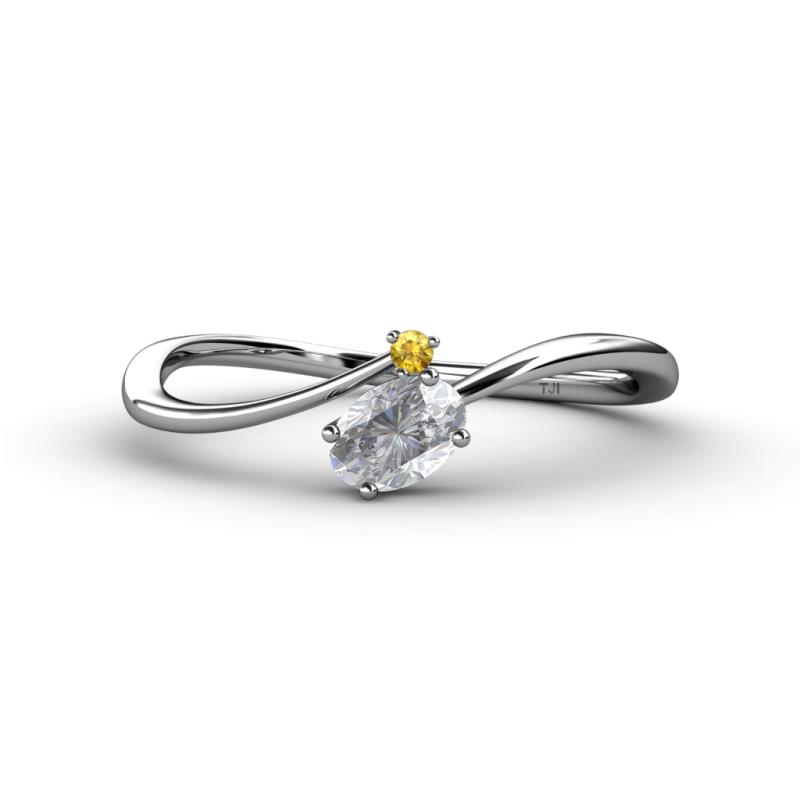 Lucie Bold Oval Cut White Sapphire and Round Citrine 2 Stone Promise Ring 