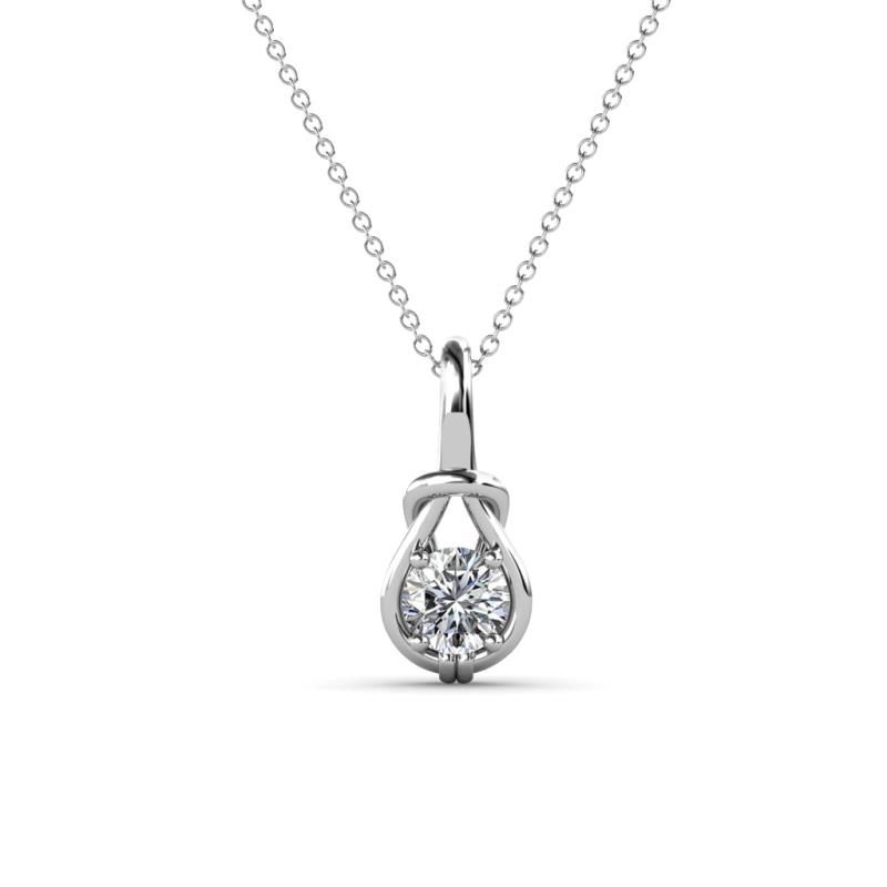Caron 4.00 mm Round Lab Grown Diamond Solitaire Love Knot Pendant Necklace 