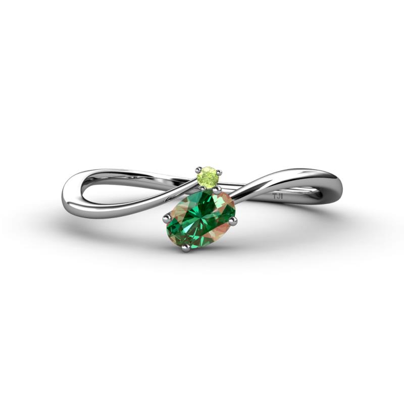 Lucie Bold Oval Cut Lab Created Alexandrite and Round Peridot 2 Stone Promise Ring 