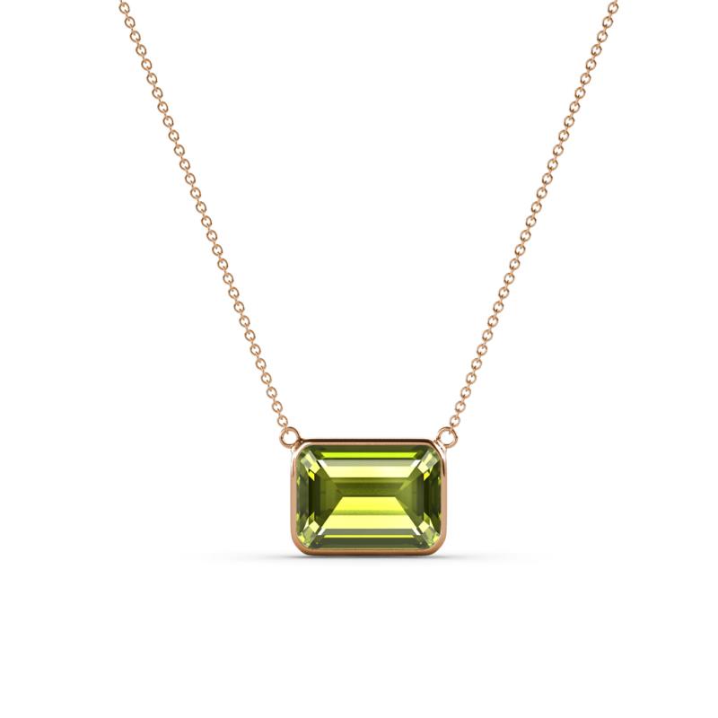 Olivia 8x6 mm Emerald Cut Peridot East West Solitaire Pendant Necklace 