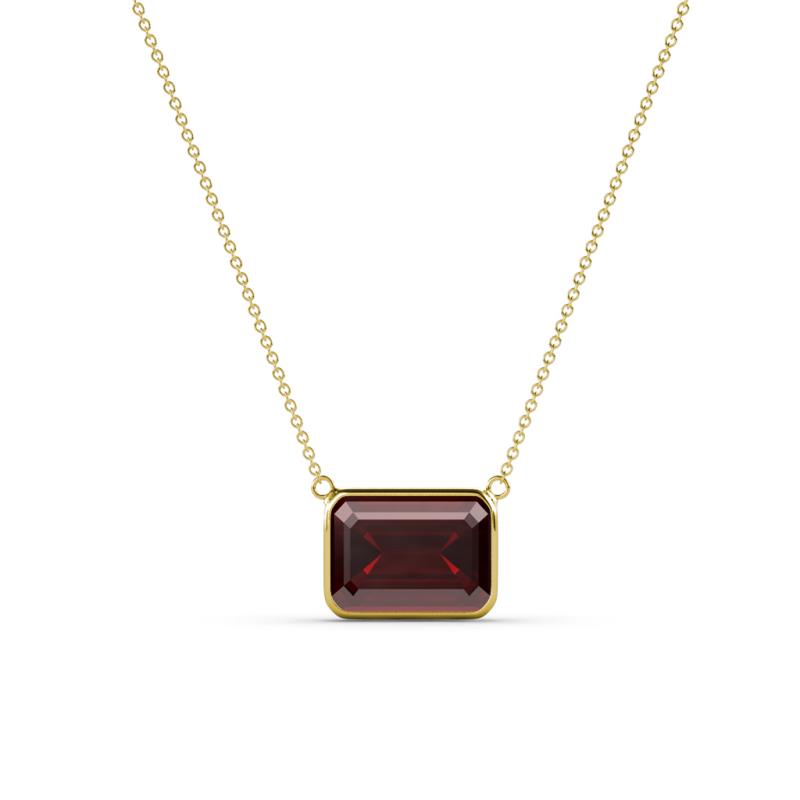 Olivia 8x6 mm Emerald Cut Red Garnet East West Solitaire Pendant Necklace 