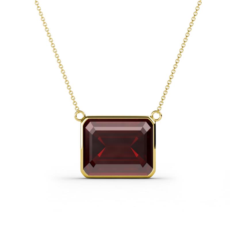 Olivia 12x10 mm Emerald Cut Red Garnet East West Solitaire Pendant Necklace 