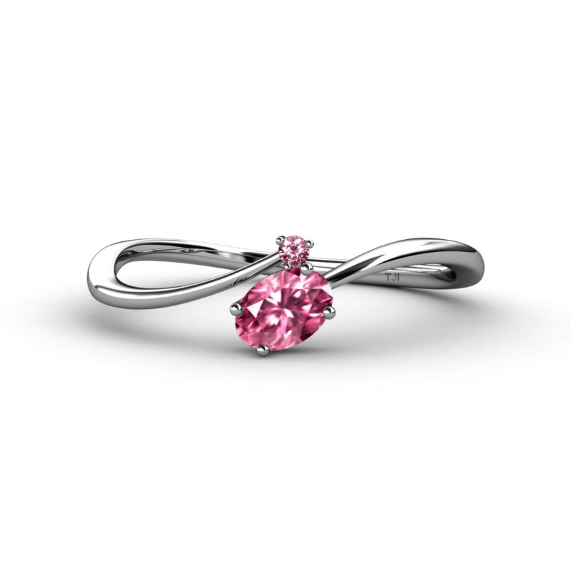 Lucie Bold Oval Cut and Round Pink Tourmaline 2 Stone Promise Ring 