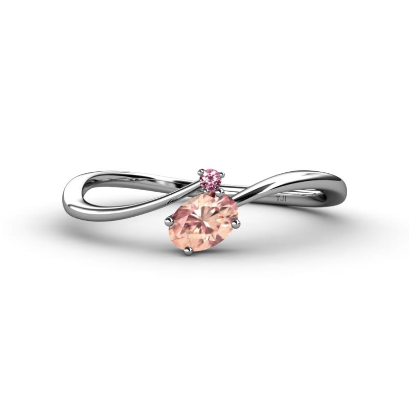 Lucie Bold Oval Cut Morganite and Round Pink Tourmaline 2 Stone Promise Ring 
