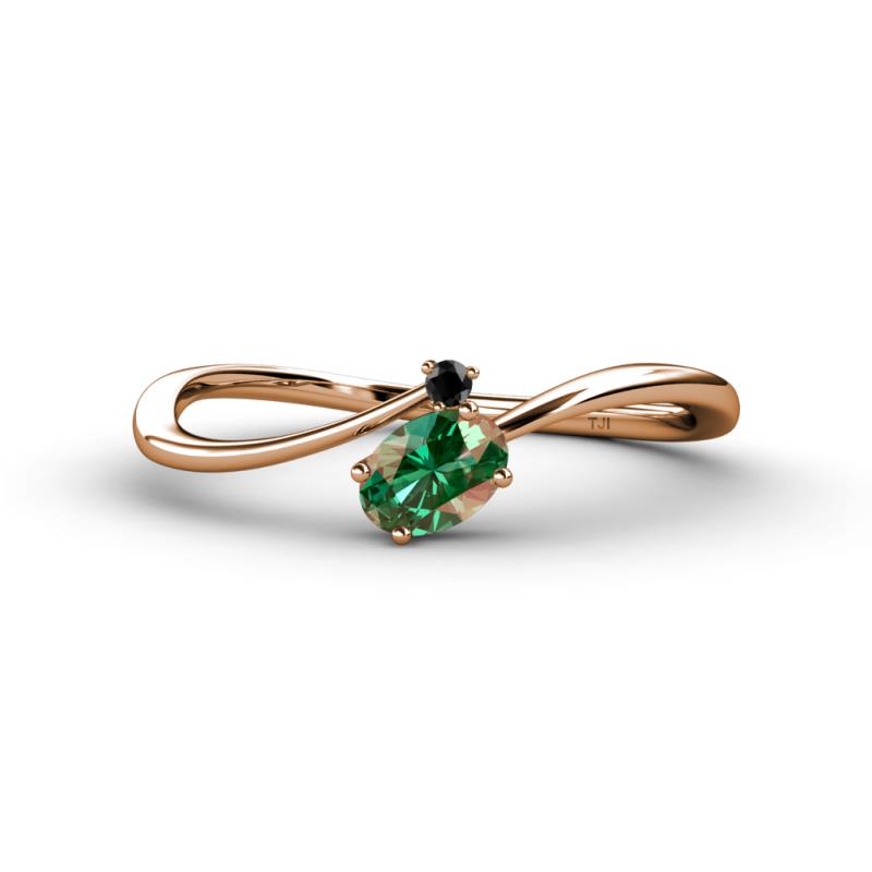 Lucie Bold Oval Cut Lab Created Alexandrite and Round Black Diamond  2 Stone Promise Ring 