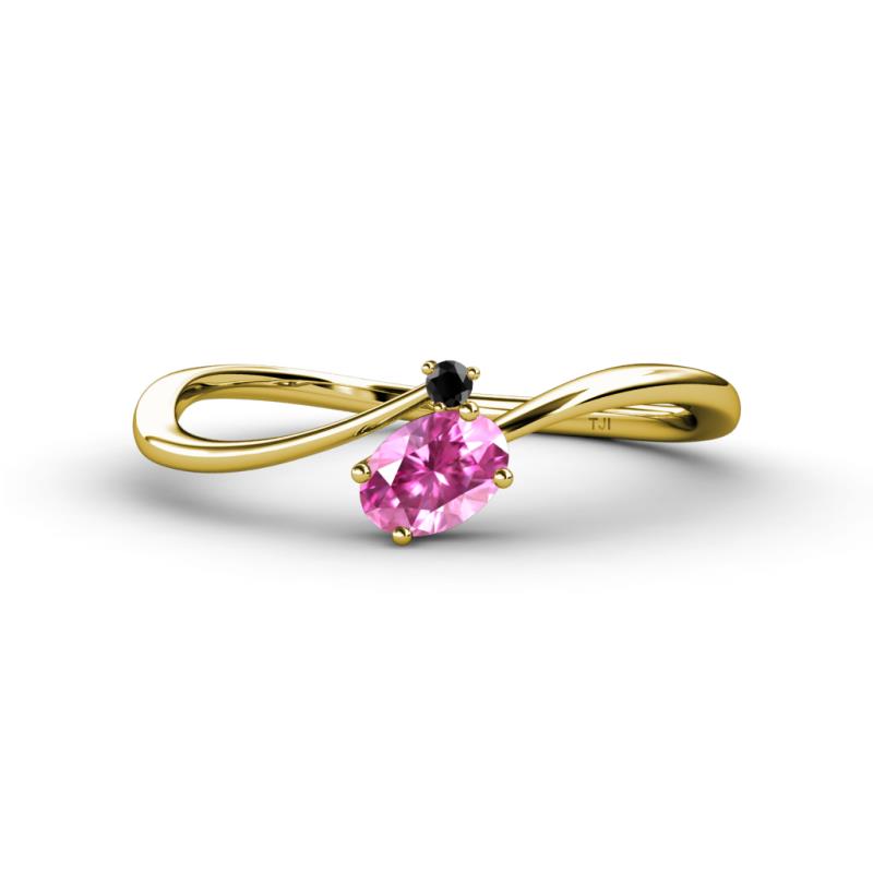 Lucie Bold Oval Cut Pink Sapphire and Round Black Diamond 2 Stone Promise Ring 