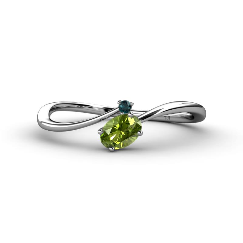 Lucie Bold Oval Cut Peridot and Round London Blue Topaz 2 Stone Promise Ring 