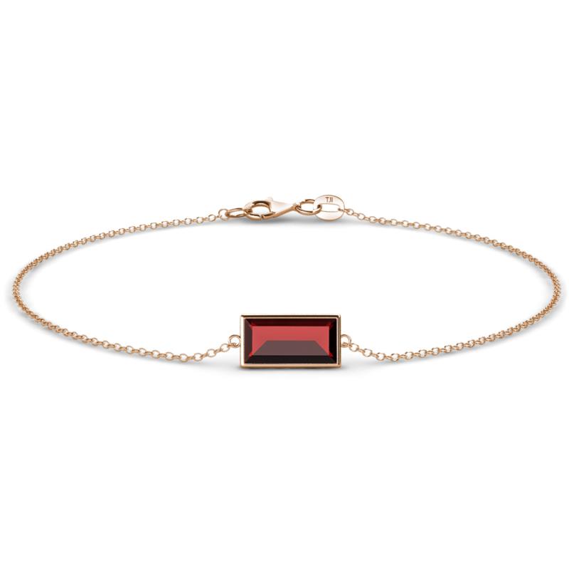Aniya 10x5 mm Baguette Cut Red Garnet Solitaire Station Minimalist Bracelet 