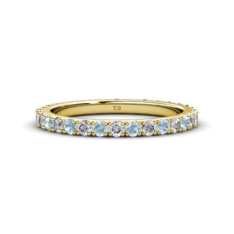 Lara 2.70 mm Aquamarine and Lab Grown Diamond Eternity Band 