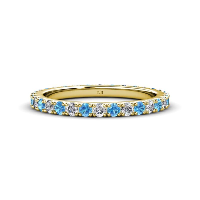 Lara 2.70 mm Blue Topaz and Lab Grown Diamond Eternity Band 