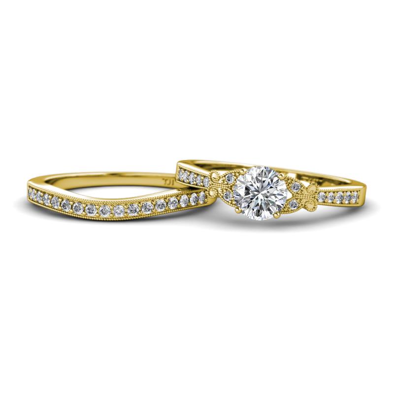 Freya 6.50 mm Lab Grown Diamond and Natural Diamond Butterfly Bridal Set Ring 