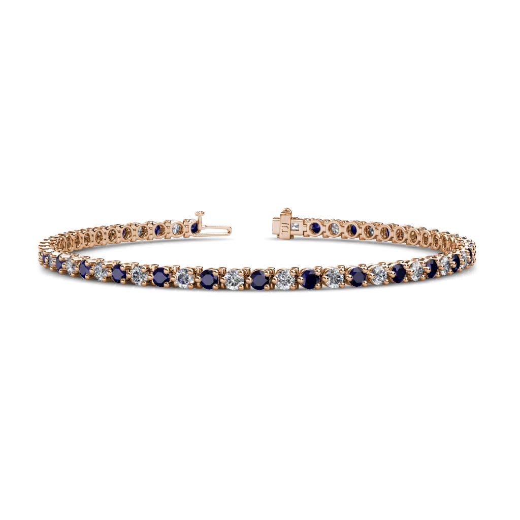 Cliona 3.00 mm Blue Sapphire and Diamond Eternity Tennis Bracelet 