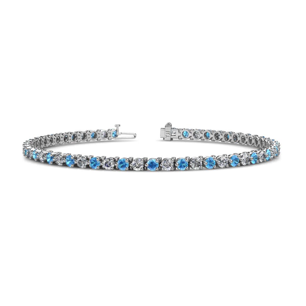 Cliona 3.00 mm Blue Topaz and Diamond Eternity Tennis Bracelet 