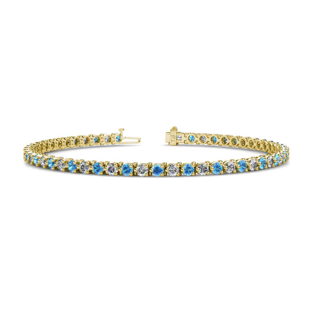 Cliona 3.00 mm Blue Topaz and Diamond Eternity Tennis Bracelet 