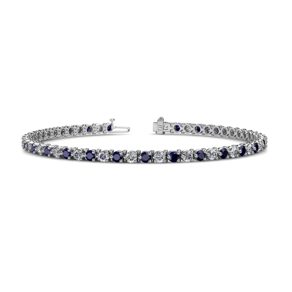 Cliona 3.00 mm Blue Sapphire and Lab Grown Diamond Eternity Tennis Bracelet 