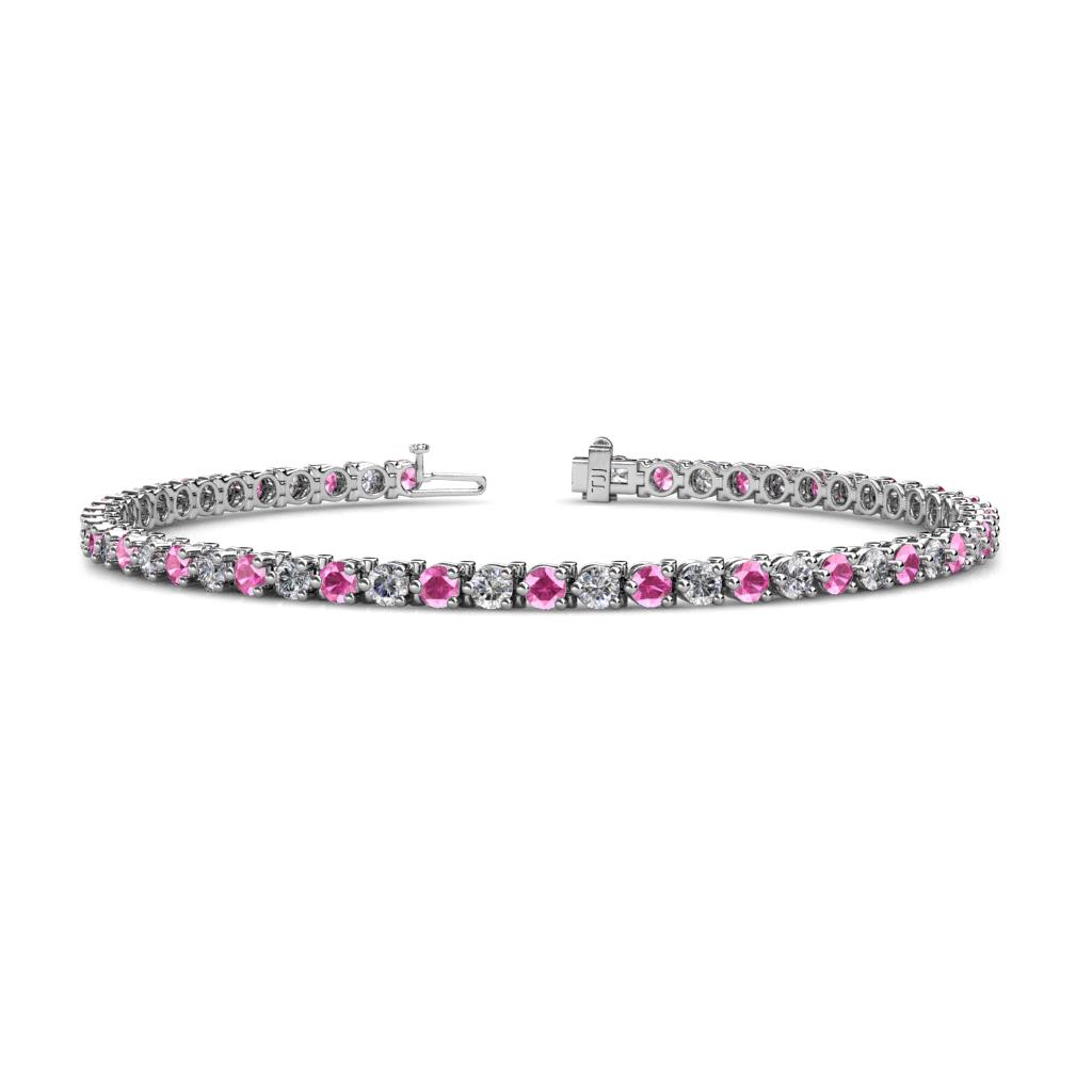 Cliona 3.00 mm Pink Sapphire and Lab Grown Diamond Eternity Tennis Bracelet 