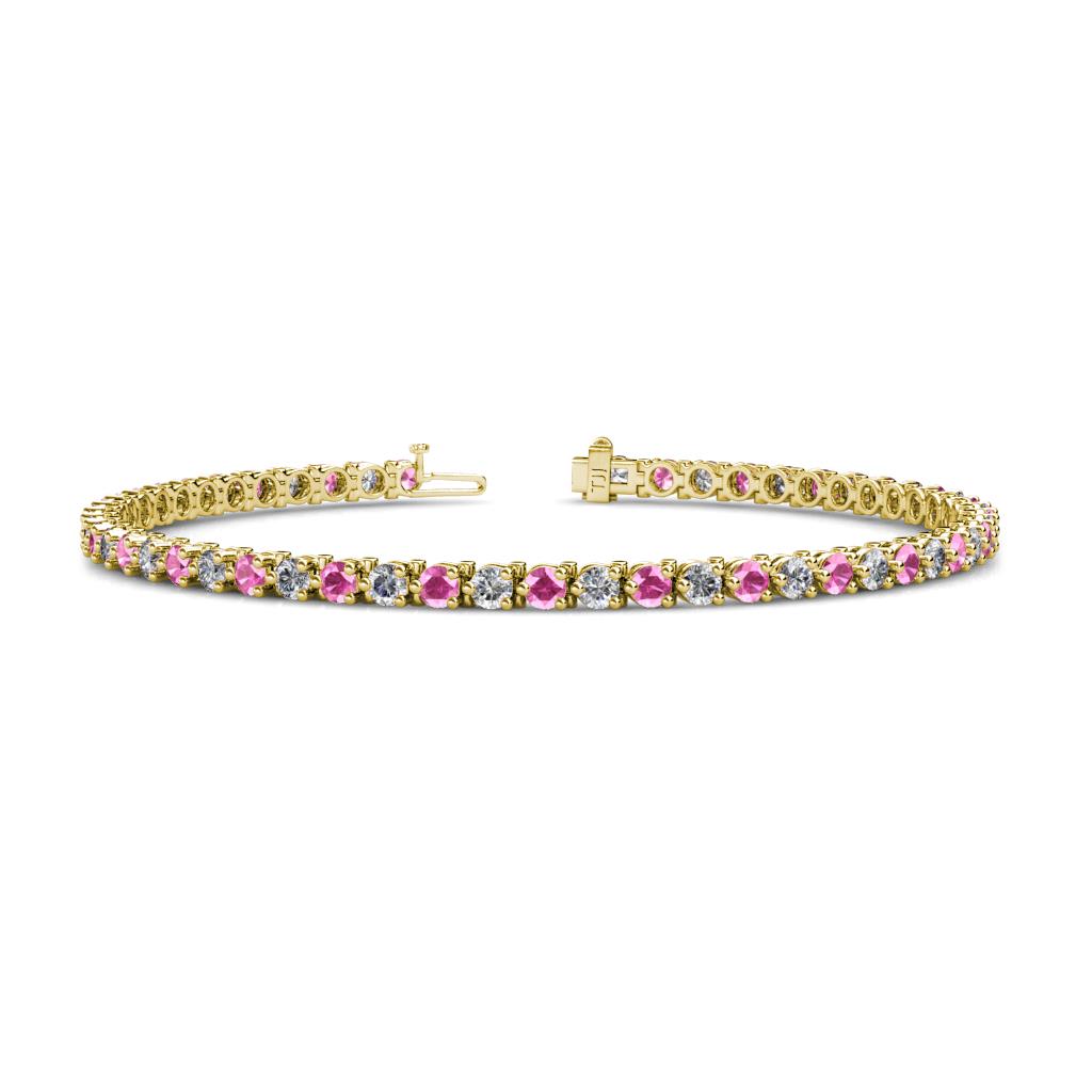 Cliona 3.00 mm Pink Sapphire and Lab Grown Diamond Eternity Tennis Bracelet 