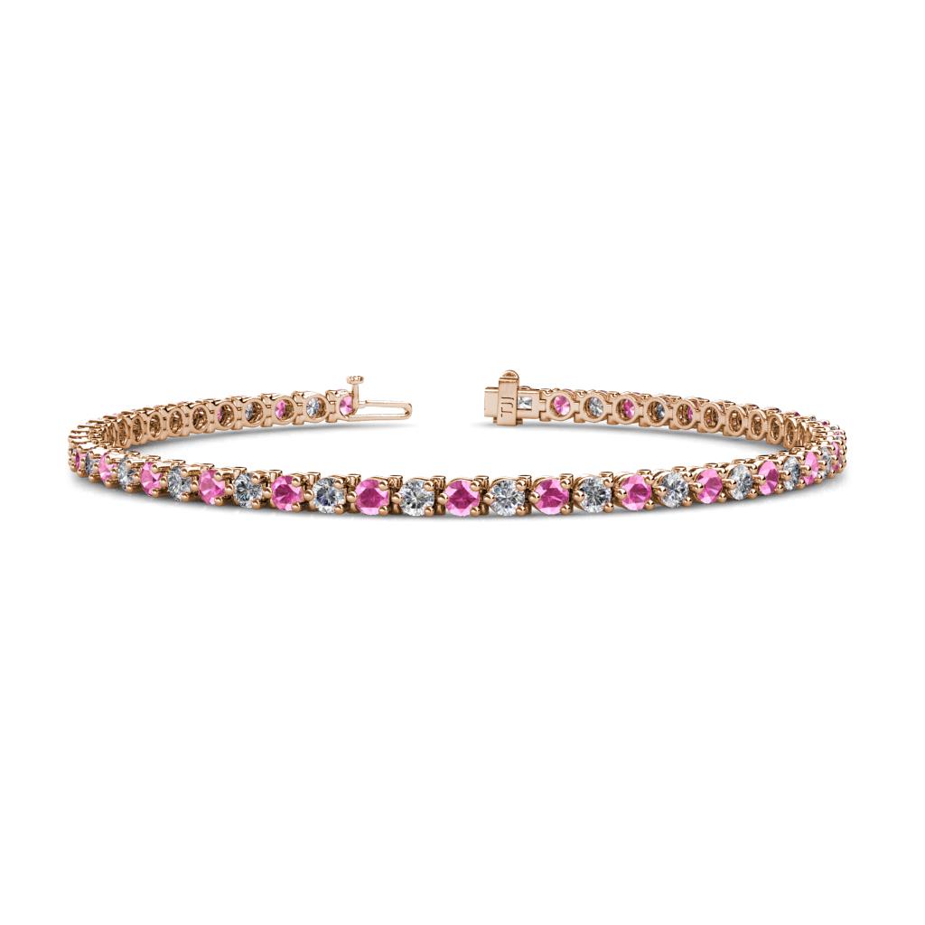 Cliona 3.00 mm Pink Sapphire and Lab Grown Diamond Eternity Tennis Bracelet 