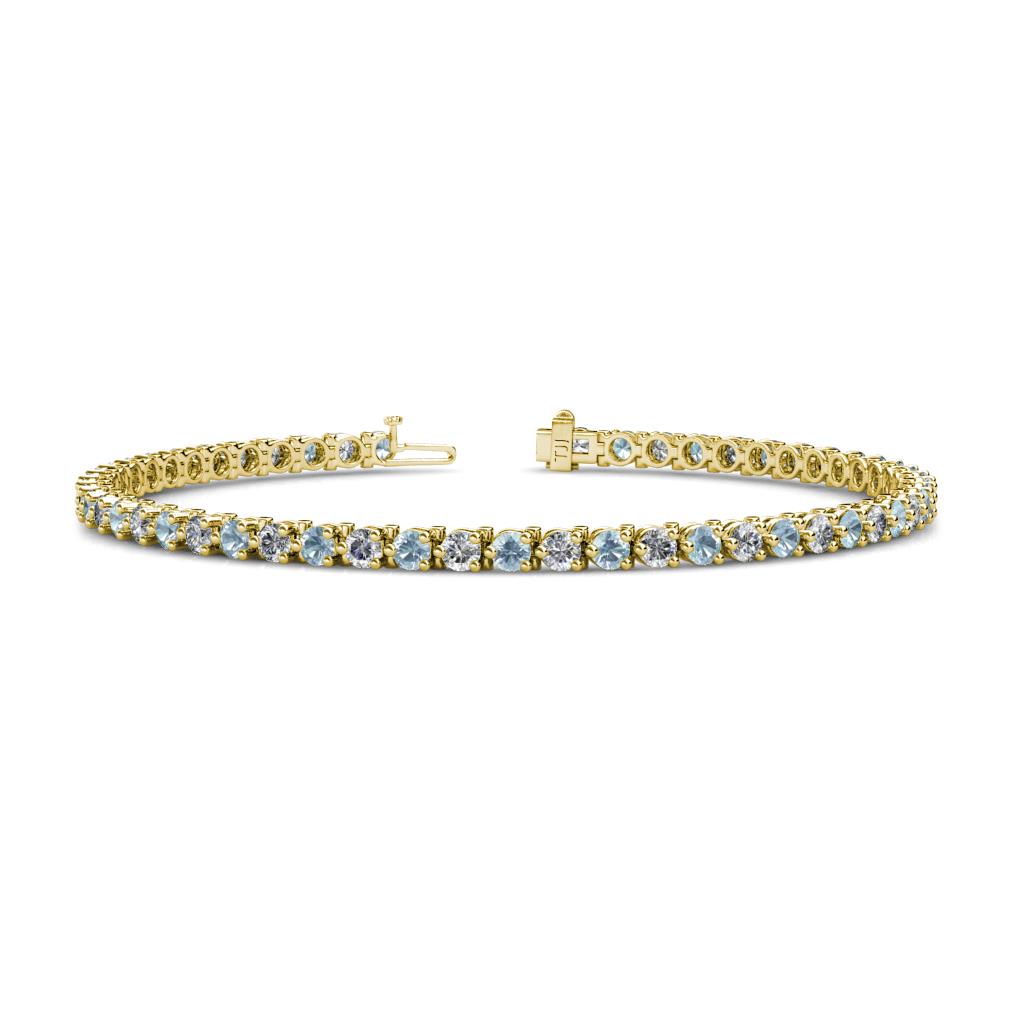Cliona 3.00 mm Aquamarine and Lab Grown Diamond Eternity Tennis Bracelet 