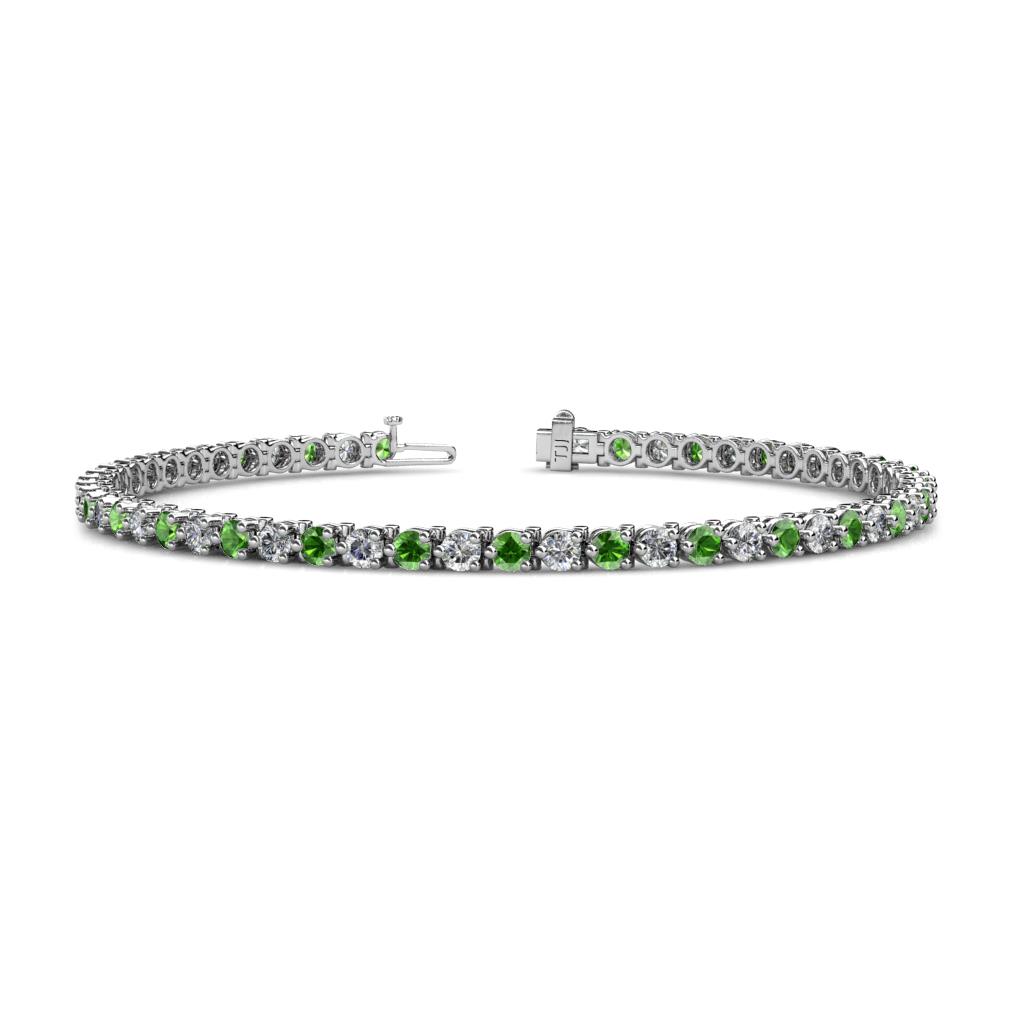 Cliona 3.00 mm Green Garnet and Lab Grown Diamond Eternity Tennis Bracelet 