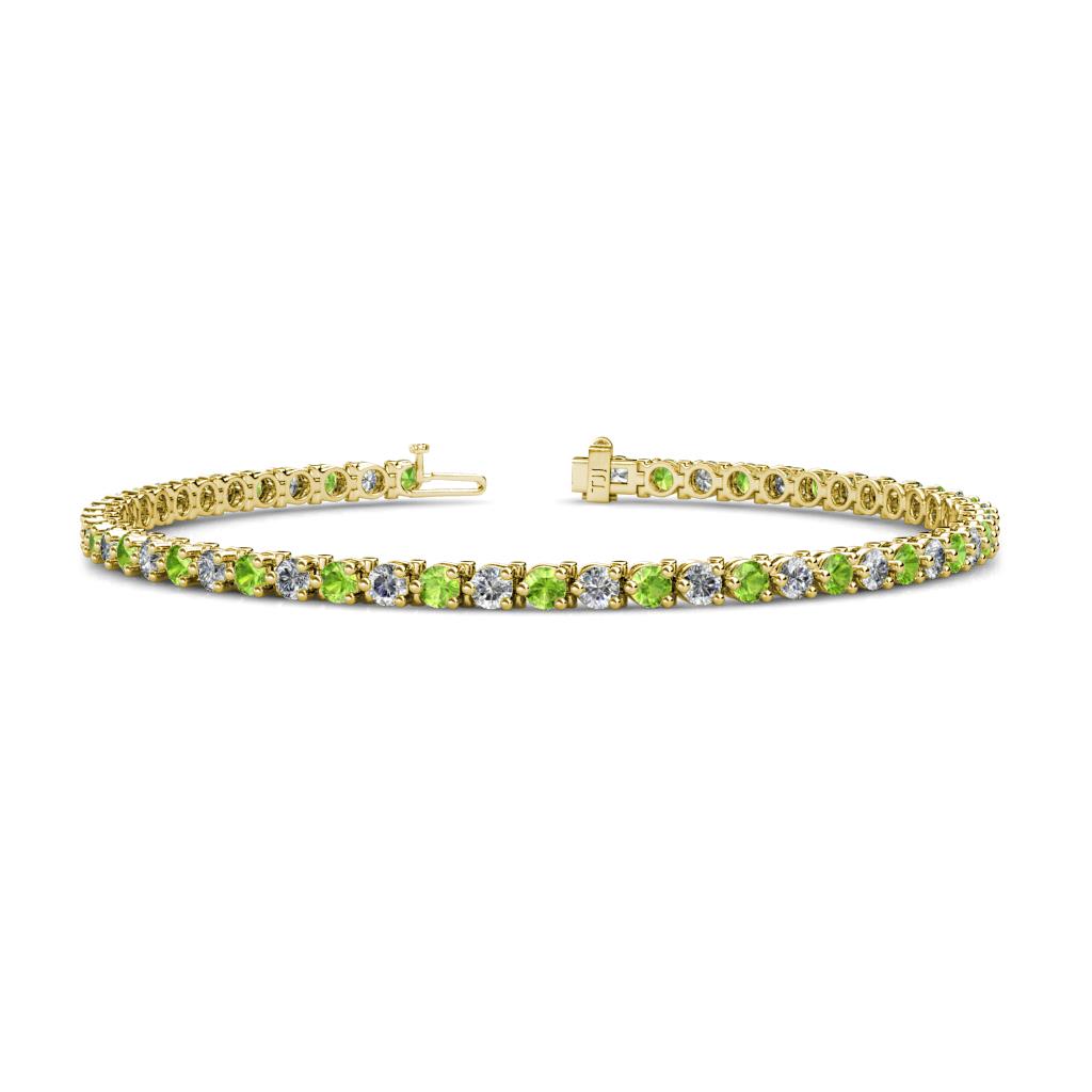 Cliona 3.00 mm Peridot and Lab Grown Diamond Eternity Tennis Bracelet 