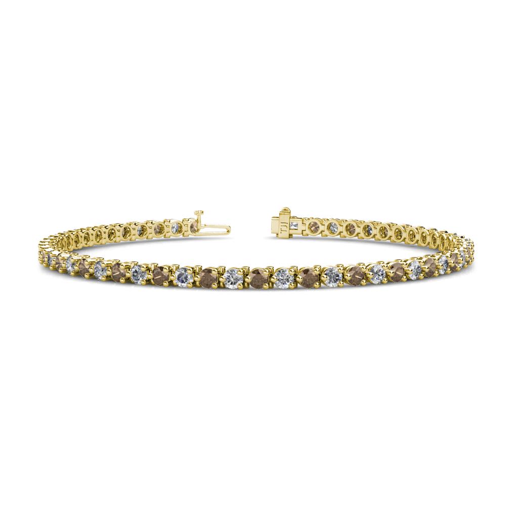 Cliona 3.00 mm Smoky Quartz and Lab Grown Diamond Eternity Tennis Bracelet 