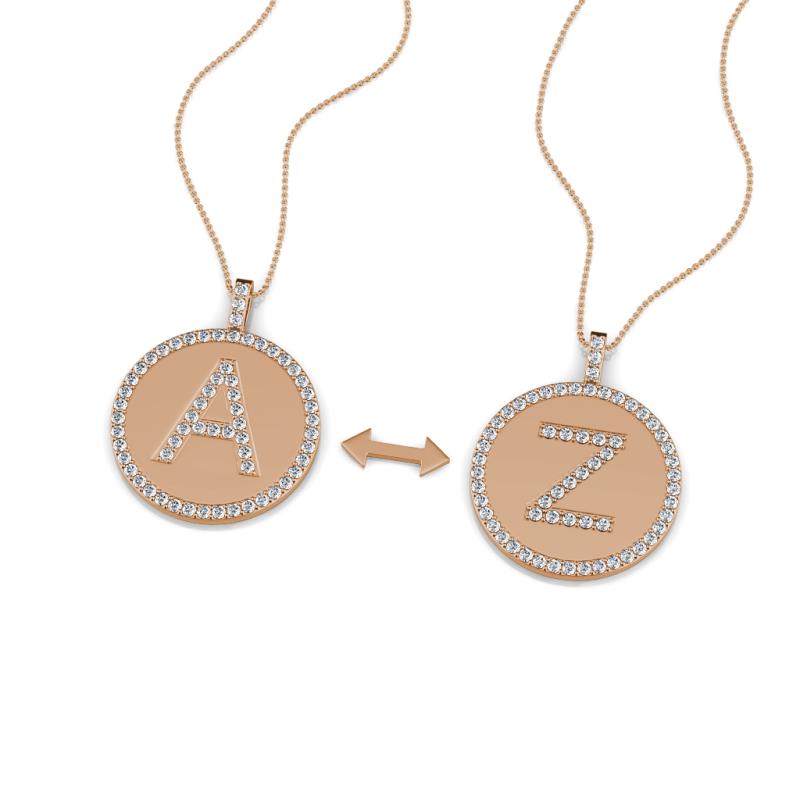 A 2 Z (Halo) Round Diamond Circle Initial Pendant Necklace 