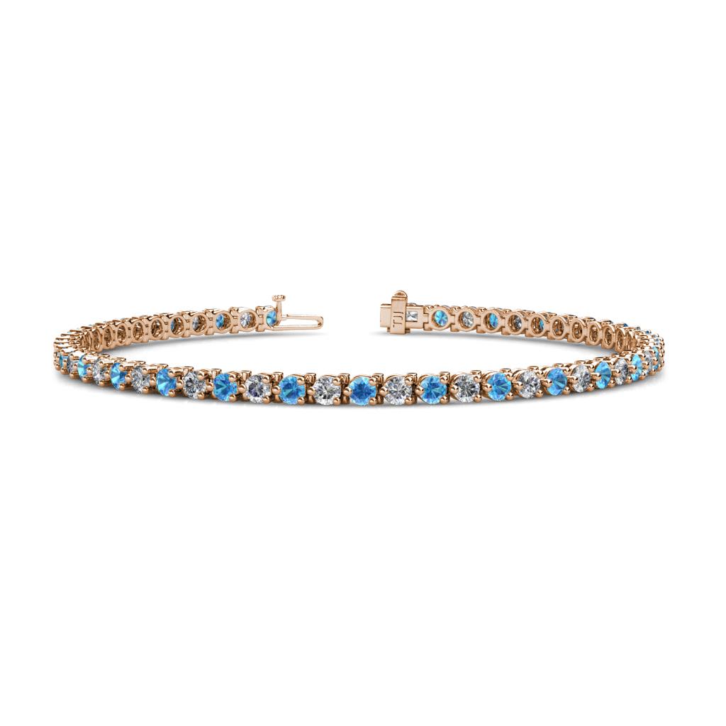 Cliona 2.70 mm Blue Topaz and Diamond Eternity Tennis Bracelet 