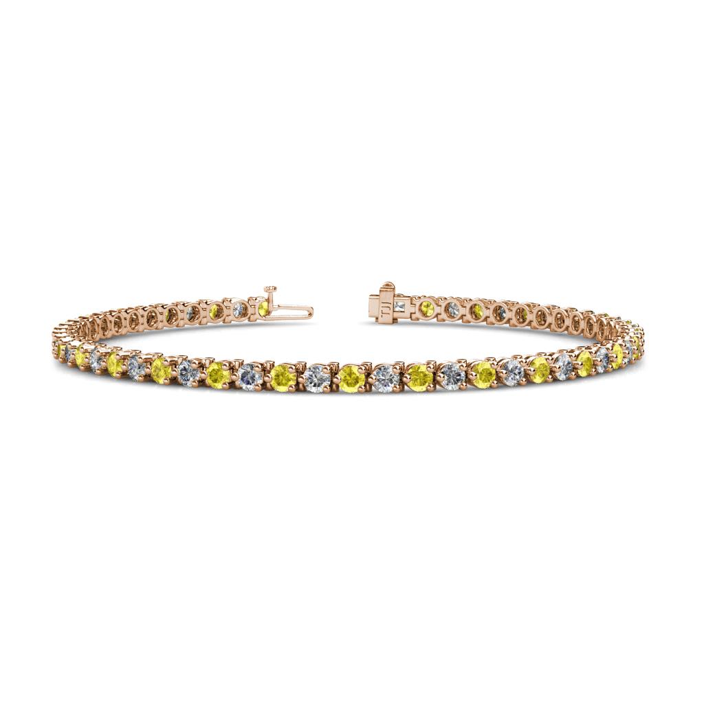 Cliona 2.70 mm Yellow Sapphire and Diamond Eternity Tennis Bracelet 