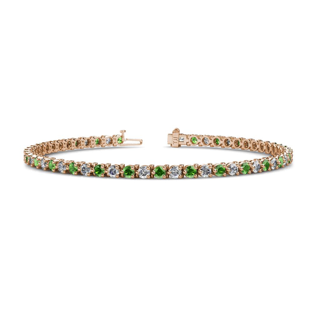 Cliona 2.70 mm Green Garnet and Lab Grown Diamond Eternity Tennis Bracelet 