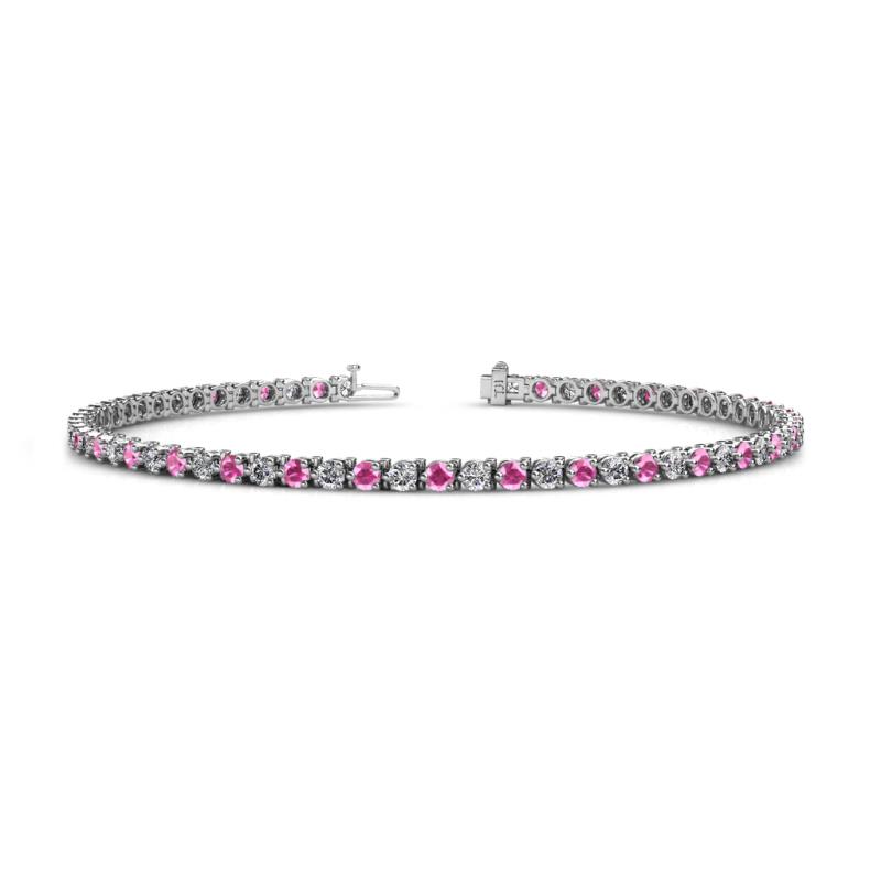 Cliona 2.40 mm Pink Sapphire and Lab Grown Diamond Eternity Tennis Bracelet 