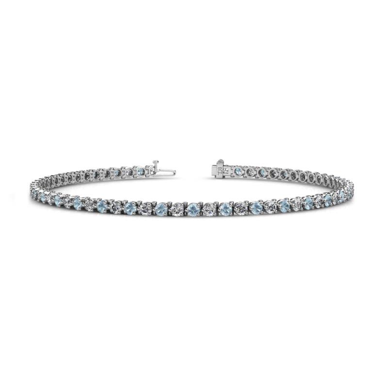 Cliona 2.40 mm Aquamarine and Lab Grown Diamond Eternity Tennis Bracelet 