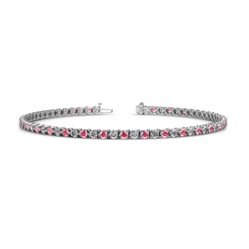 Cliona 2.40 mm Pink Tourmaline and Lab Grown Diamond Eternity Tennis Bracelet 