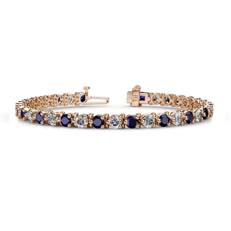 Cliona 4.10 mm Blue Sapphire and Diamond Eternity Tennis Bracelet 