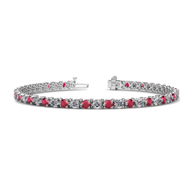 Cliona 3.30 mm Ruby and Lab Grown Diamond Eternity Tennis Bracelet 