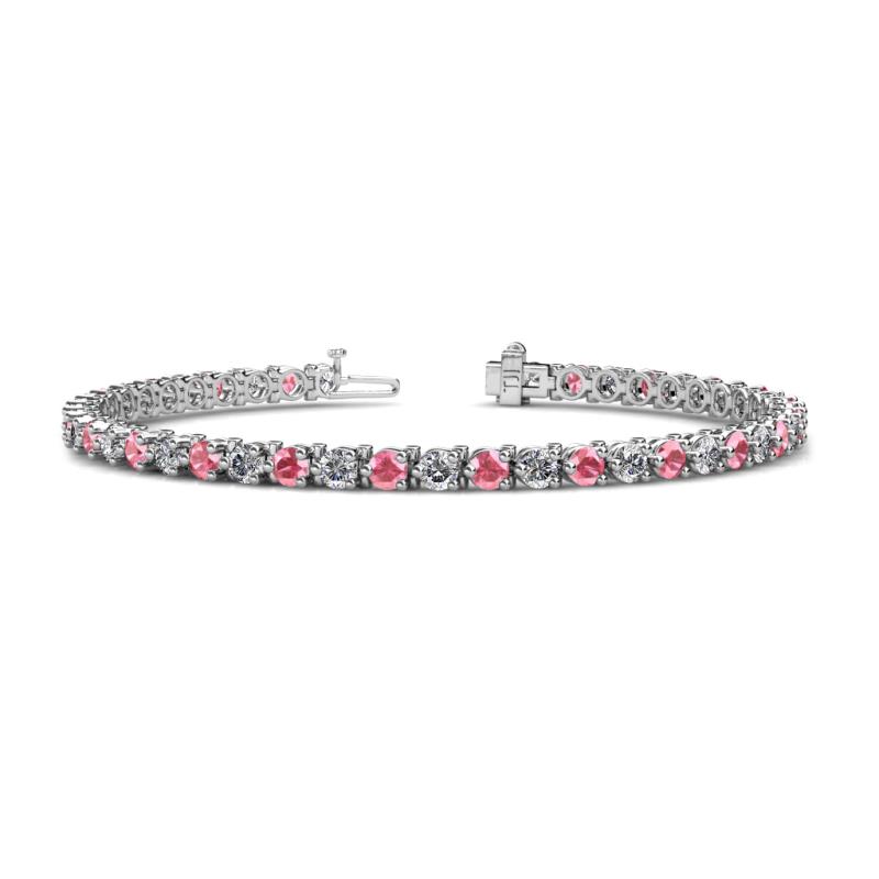 Cliona 3.30 mm Pink Tourmaline and Lab Grown Diamond Eternity Tennis Bracelet 
