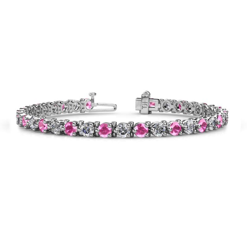 Cliona 4.10 mm Pink Sapphire and Lab Grown Diamond Eternity Tennis Bracelet 